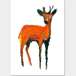 artsy deer Posters and Art